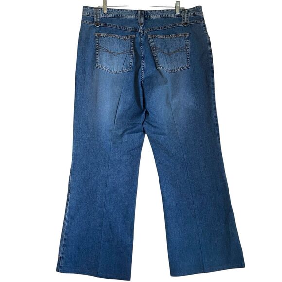 Vintage Carolina Blues Wide Leg Jeans Women’s 18 Stitched Cropped Boho Hippie - Picture 2 of 11